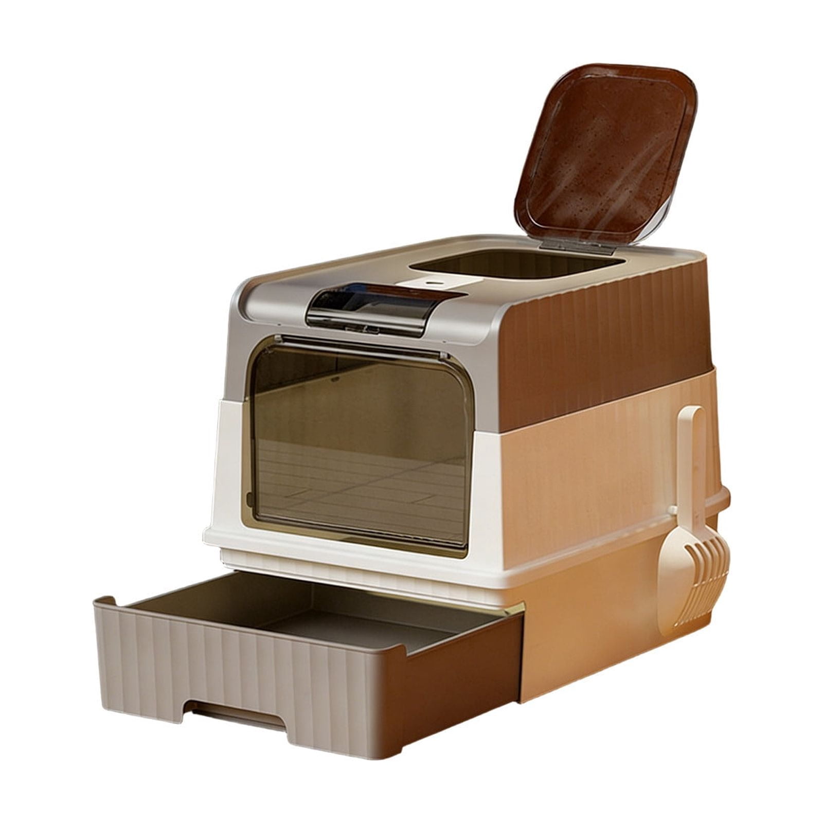 WLAGOOD Large Portable Foldable Cat Litter Box 19.3×13.8×14.6in Fully Enclosed Pan Detachable Drawer Odor Control Anti-Splashing Smooth Edge Spacious Entrance Indoor Cat Toilet