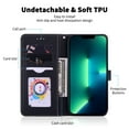 thumbnail image 3 of TECH CIRCLE Wallet Case for iPhone 11 Card Slots Holder Slim PU Leather Folio Flip Case with Hand Strap, Black, 3 of 6