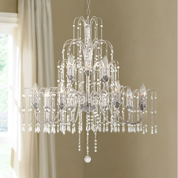Vienna Full Spectrum Chrome Large Chandelier 33 Wide Crystal Rain 12 Light Fixture For Dining Room House Foyer Kitchen Entryway Com Vienna Full Spectrum Chrome Large, Lamps Plus Chandeliers Transitional