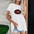 thumbnail image 2 of Blusa de manga corta con estampado de béisbol y cuello redondo de algodón y cáñamo para mujer OAVQHLG3B Store  lin121212, 2 of 5