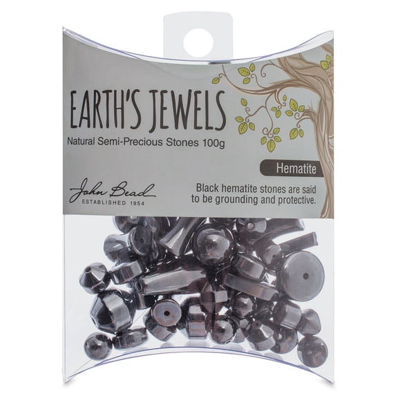 John Bead Earth Jewels Bead Assortment - Hematite, Natural, 100 g