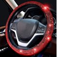 thumbnail image 2 of Funda para volante de mujer, con cristales brillantes Bling Bling, universal para coche o SUV, 15 pulgadas (diamante rojo), 2 of 5