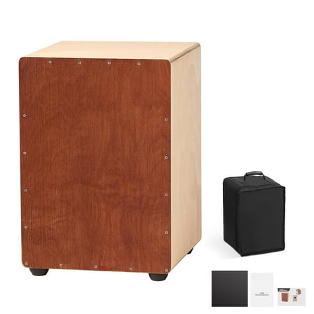KFFKFF Cajon Box Drum with Internal Snare Wires, Lightweight Wooden Percussion Instrument, Portable Birch Wood Drum with Travel Bag, Suitable for Beginners and Professionals, 12 x 12 x 17 Inches