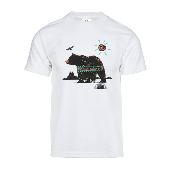 Mens Tribal Brown Bear Short-Sleeve T-Shirt - White - X-Large