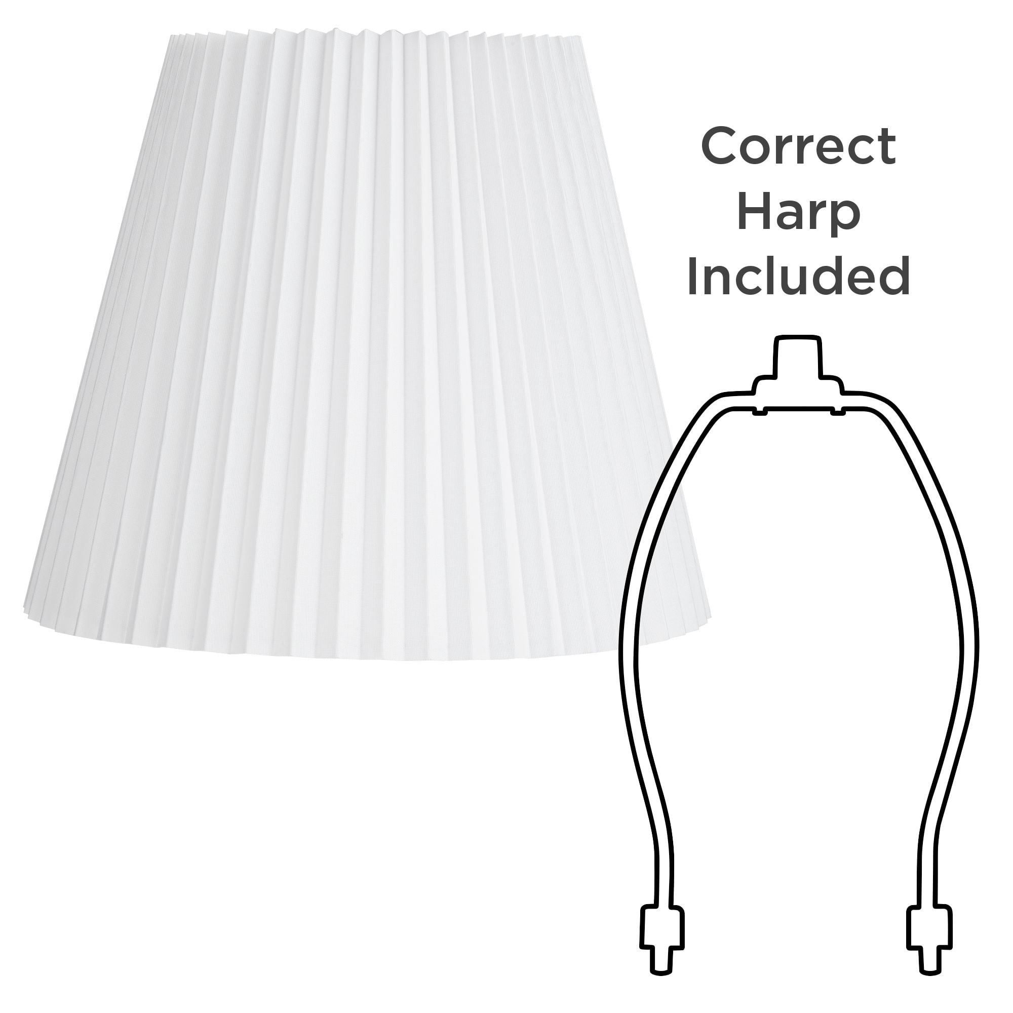 Springcrest Collection Hardback Knife Pleated Empire Lamp Shade White Large 10" Top x 17" Bottom x 14.75" Slant Spider with Harp and Finial Fitting