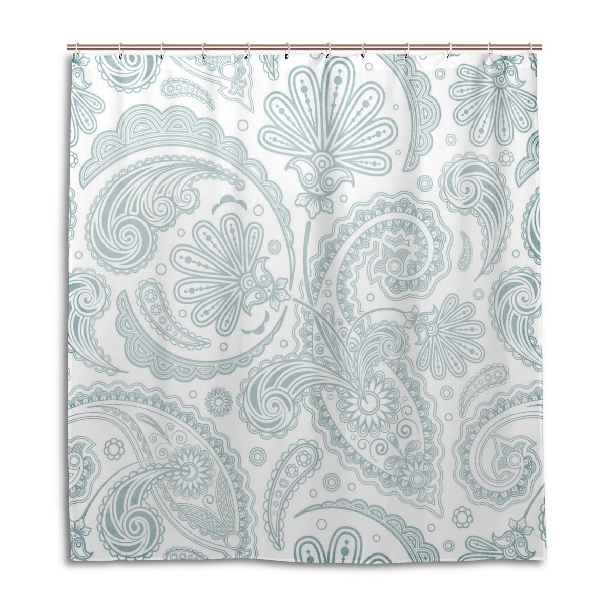 POPCreation White Blue Paisley Shower Curtain Waterproof Bathroom Shower Curtain 48x72 inches