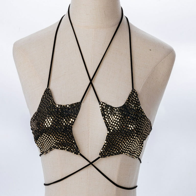 Lolmot Sexy Bras for Women Neck Hanging Six Straps Two Piece Bra Womens Sexy  Sequin Lingerie - Walmart.com