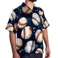 thumbnail image 2 of Baseball Men's Short Sleeve Spread Collar Beach Shirts Casual Printed Button Down Unisex Summer Tops, 2 of 6