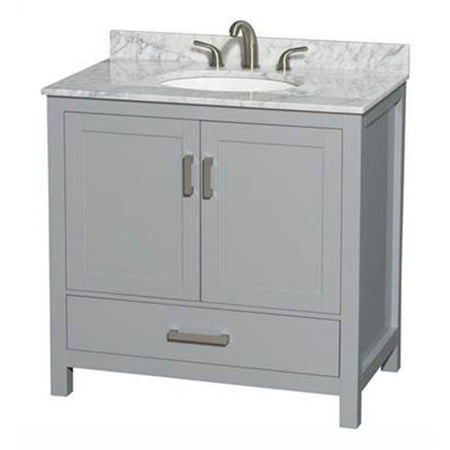 Wyndham Collection Sheffield 36 Inch Single Bathroom Vanity In Gray Wyndham Collection Sheffield 36 Inch Single Bathroom Vanity In Gray White Carrera Marble Countertop