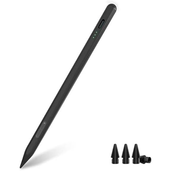 Black Stylus Pen for Apple iPad 2018-2024, (2X Faster Charge), Pixel Precision, Active Pencil Compatible with iPad 10/9/8/7/6th Gen, Pro 12.9"/11"/M4, Air 3/4/5/M2/M3, Mini 5/6th