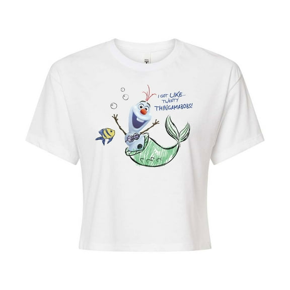 Frozen - Olaf Presents - Olaf Ariel - Juniors Cropped Cotton Blend T-Shirt