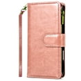 thumbnail image 4 of For iPhone 16 6.1 inch Luxury Wallet Card ID Zipper Money Holder Case Cover - Rose Gold, 4 of 4