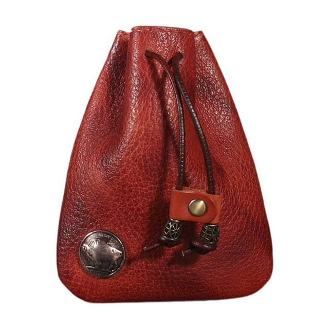 Mini bolsa con cordón, organizador de llaves, monedero, ligera, retro Rojo