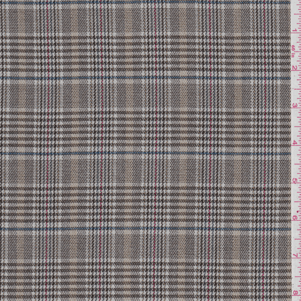Brown/Tan Plaid Suiting, Fabric Sold By the Yard