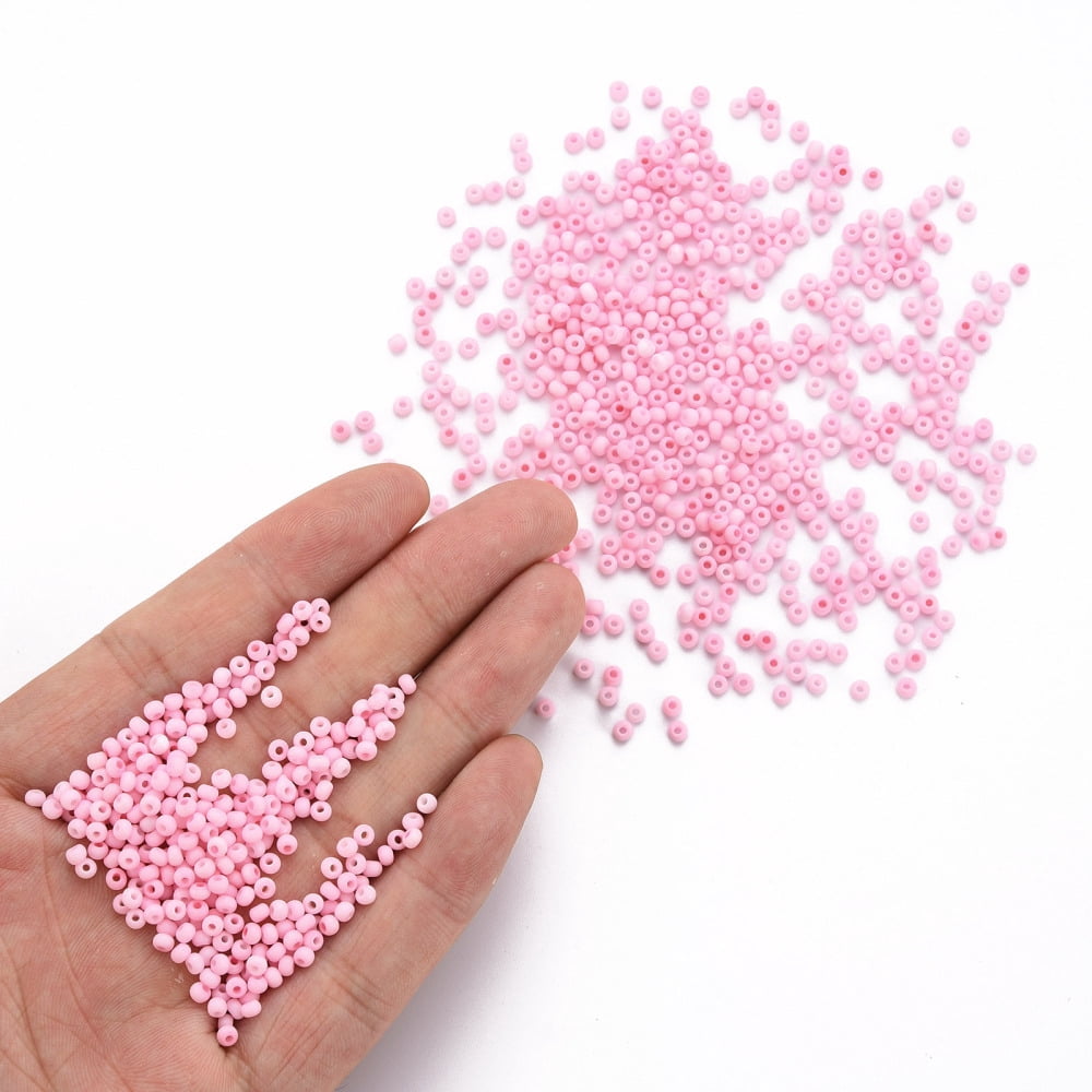 8/0 Opaque Glass Seed Beads Round Hole Frosted Colours Round Pink 3~4x2~3mm Hole: 0.8mm about 15000pcs/Pound
