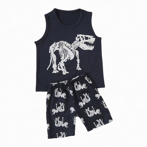 UAYOTSE Toddler Boys Baby Kids Girls Summer Dinosaur Vest Shorts Outfit Set Clothes,Sizes 5-6 Years
