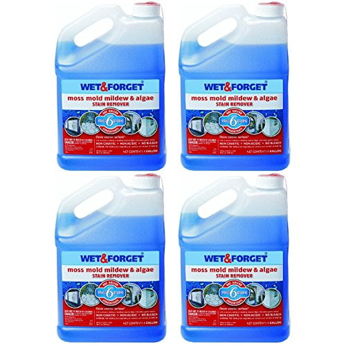 Wet and 800006 1 Gallon Outdoor Moss Mold Mildew Cleaner Remover, 4Pack