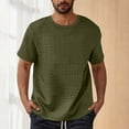 thumbnail image 2 of YLSDY Men's Classic Waffle Short Sleeve Tees, Solid Color Textured Casual Daily Clothes Short Sleeve Comfy Vacation Shirts Army Green XXL, 2 of 7