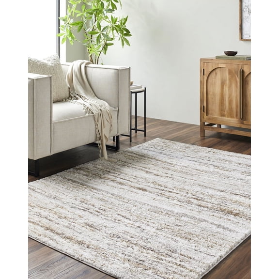 Livabliss Area Rugs for Living Room, 5x7 Andorra Plus Cottage Light Brown Rug, Bedroom Dining Room Home Decor Stain Resistant Carpet (5'3" x 7')