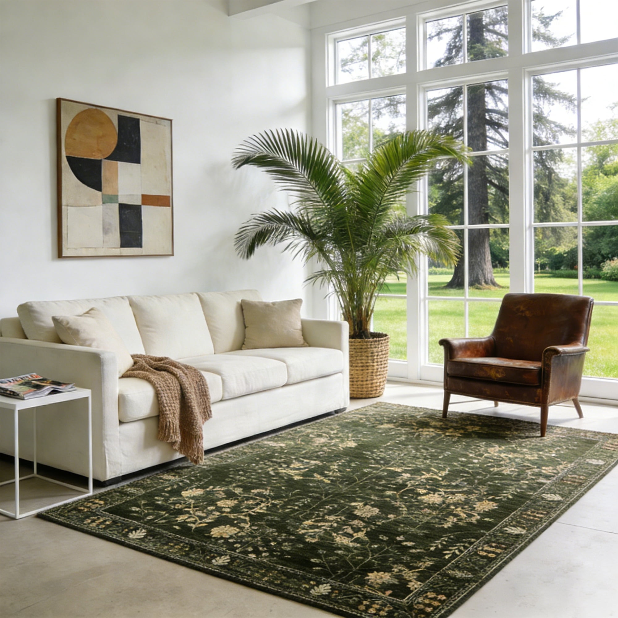 Area Rug for Living Room, Vintage Retro Boho Rug, Washable Non Slip & Low Pile Carpet for Living Room, Bedroom, Dining Room