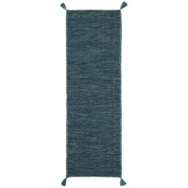 SAFAVIEH Montauk Bijar Solid Cotton Runner Rug, Blue/Black, 2'3" x 5'