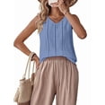 thumbnail image 2 of Linen Tank Tops for Women Summer Casual Loose V Neck Sleeveless Shirts Blouses Tunic Tops Sky Blue L, 2 of 9
