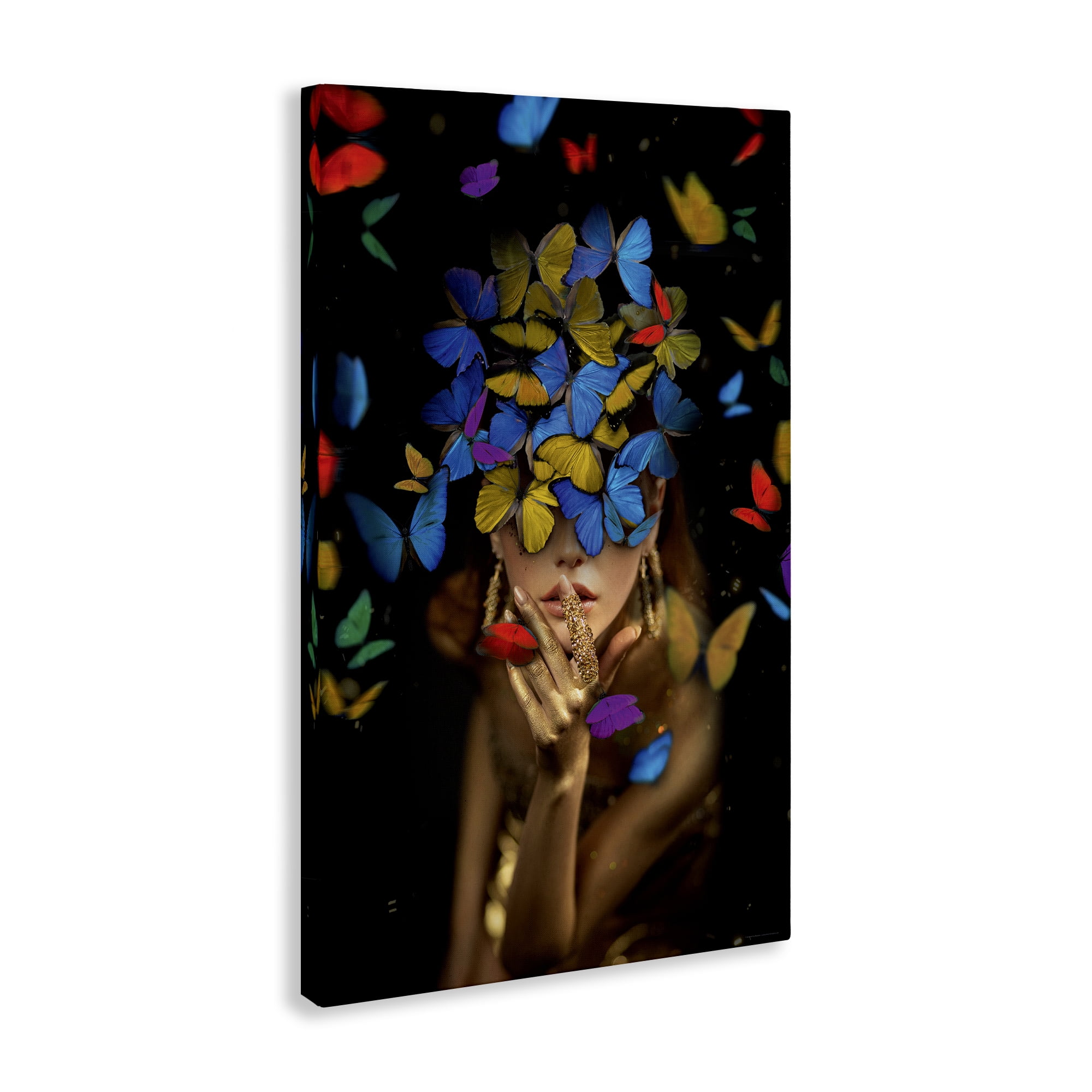 Stupell Industries Butterfly Swathed Woman Animals Painting Wrapped Canvas Art Print Wall Art, 20 x 30