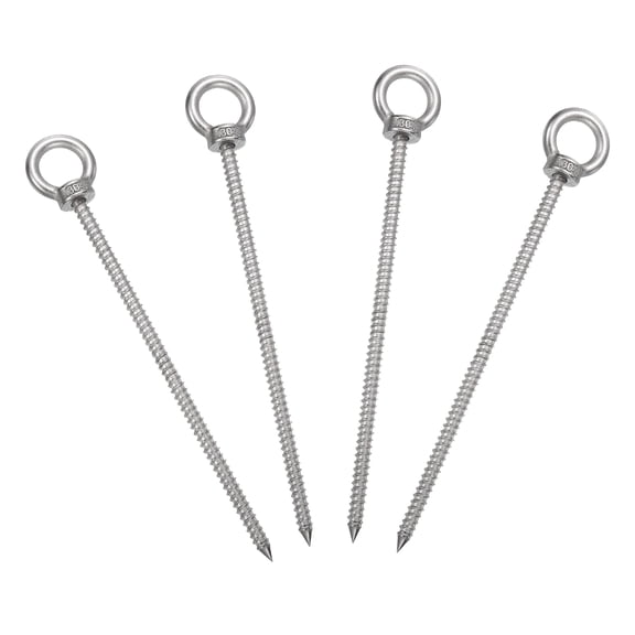 Uxcell 4Pcs M6x150mm Eye Hooks 6.9x1.1x1.1" 304 Stainless Steel Eye Bolts