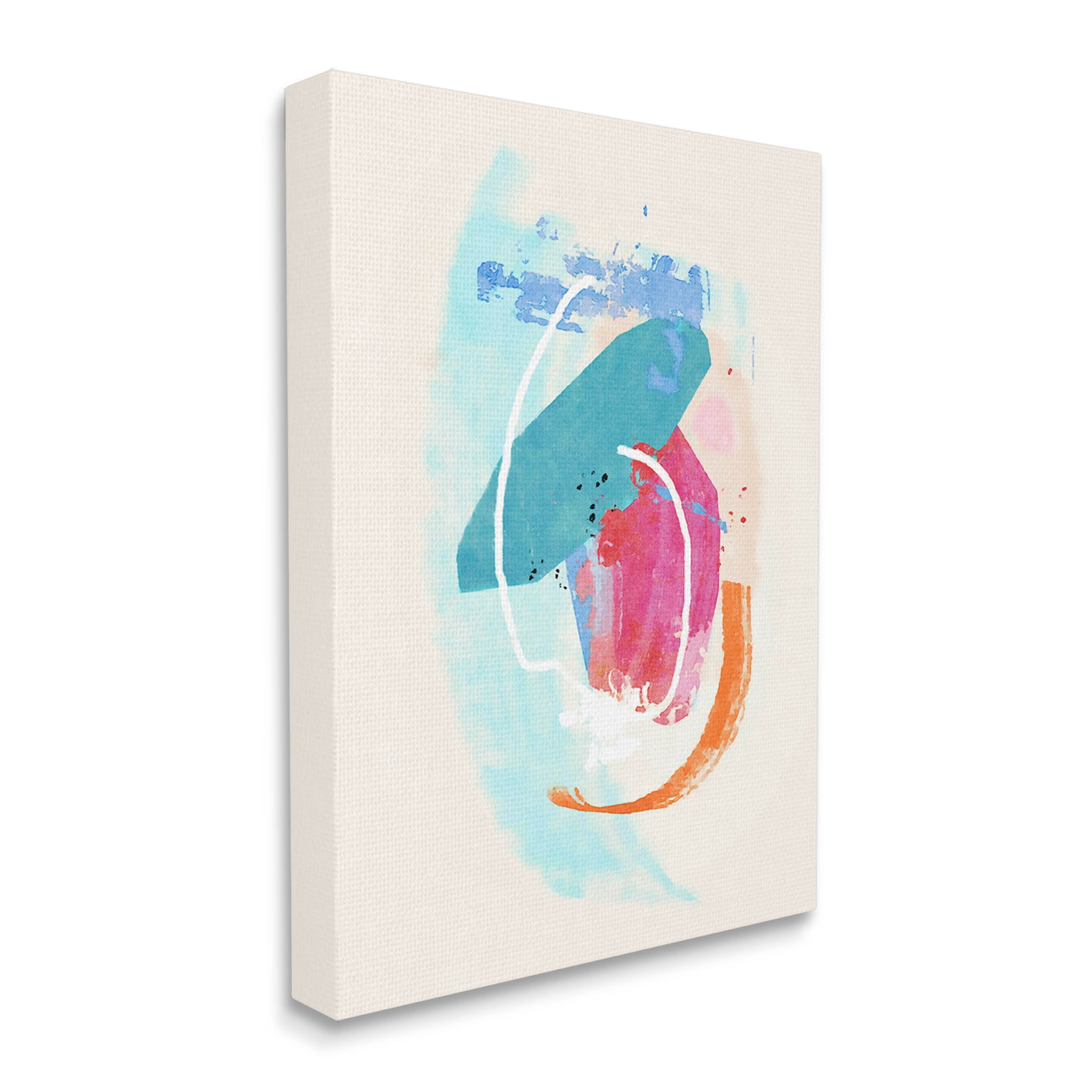 Modern Blue Pink Shapes Abstract Graphic Art Gallery Wrapped Canvas Print Wall Art