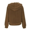 thumbnail image 6 of Miluxas Zip up Hoodies for Women Long Sleeve Loose Hooded Coat Casual Loose Fit Warm Outerwear Fall Winter Jackets Coffee L(L), 6 of 7