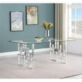 thumbnail image 2 of Rectangular Clear Glass 5pc Dining Set with Silver Stainless Steel Base, 2 of 3