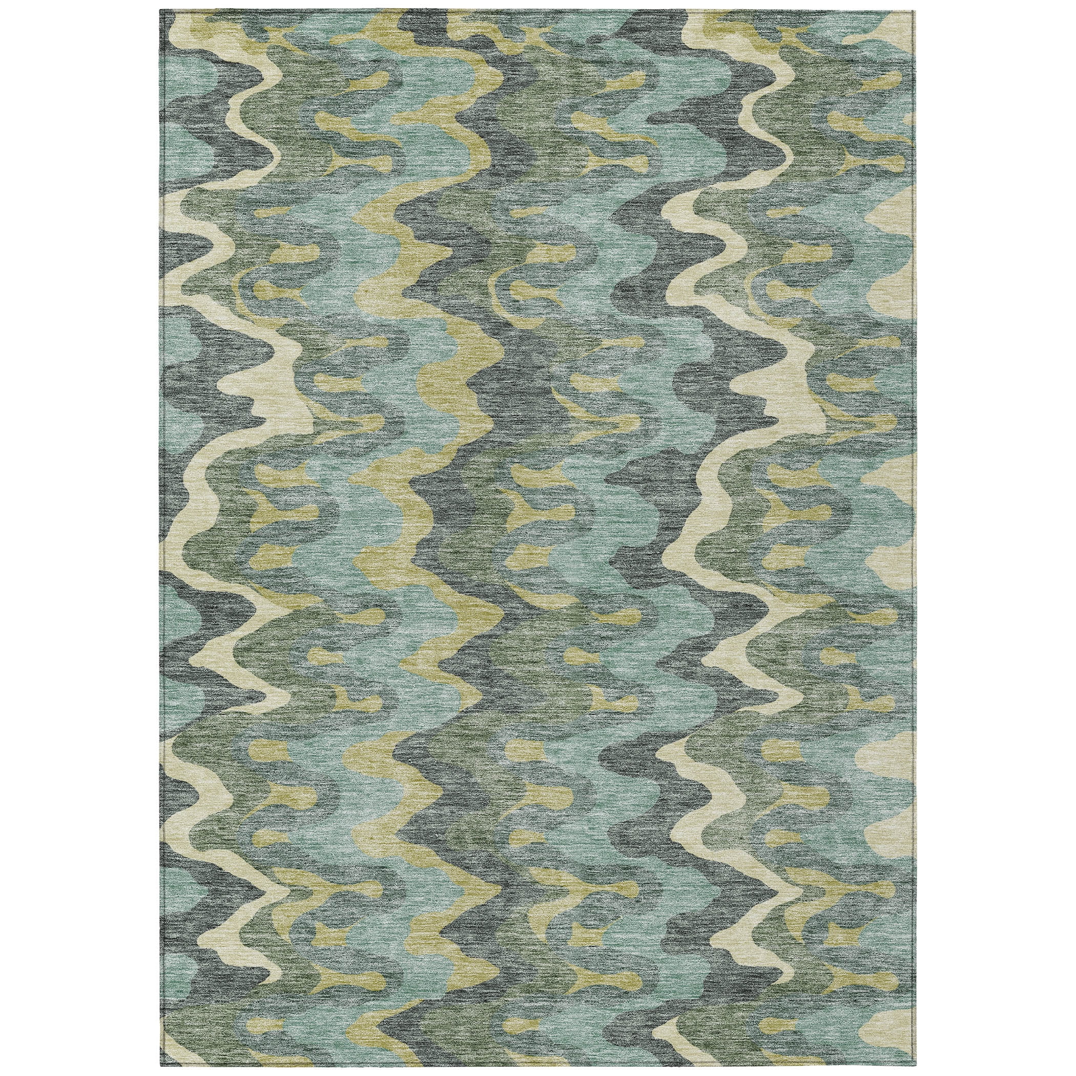 Addison Rugs Chantille Indoor/Outdoor Transitional Waves Sage Washable Rectangle Rug, 9' x 12'