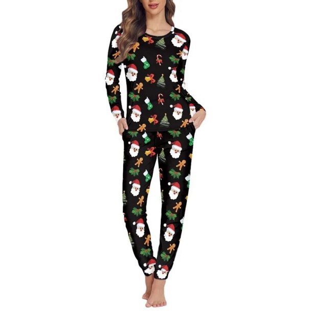 Pijama de diseño navideño para mujer, ropa de dormir holgada informal, de manga larga, para el hogar, Otoño, envío directo