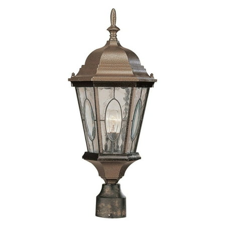 One Light Black Bronze Water, Clear Oval Window Glass Post Light