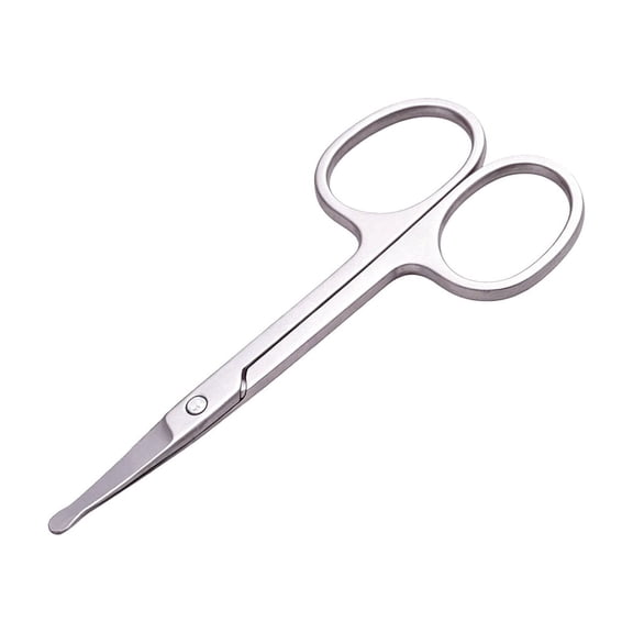Fmnung Stainless Steel Small Grooming Scissors, 3.5 Inch Eyebrow Nose Beard Mustache Eyelash Trimming Shears, Curved and Straight Tip Set for Men Women, Portable Travel