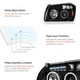 thumbnail image 5 of [For 2005-2007 Compatible with Dodge Magnum] LED Halo Ring Black Projector Headlight Headlamp Assembly, Driver & Passenger Side, 5 of 8