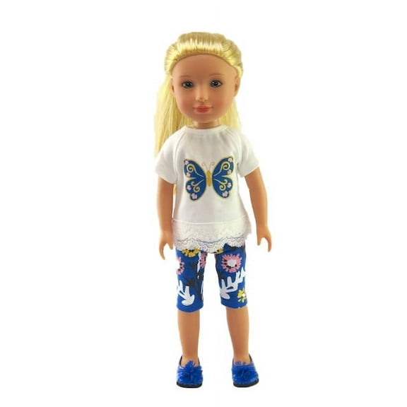 American Fashion World Butterfly Pant Set Made for 14 inch Dolls