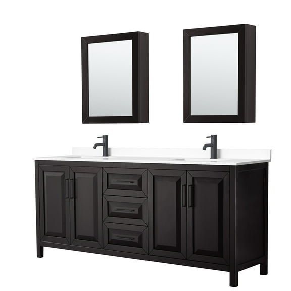 Wyndham Collection WCV252580DEBWCUNSMED Daria 80" Free Standing Double Basin Vanity Set -