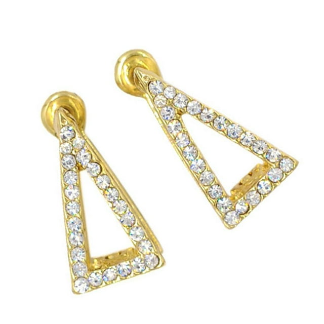 Pendientes Cristal Yuyangstore Boda Triángulo Nupcial Colgantes con Clip dorado