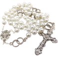 thumbnail image 3 of Irish Wedding Rosary Set Glass Beads Metal Holy Trinity Crucifix with Prayer Card Blessing for Marriage in a Drawstring Bag, 3 of 8