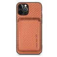 thumbnail image 4 of Feishell for iPhone 13 Pro Carbon Fibre Texture PU Leather Phone Case with Removable Card Pocket,Compatible with MagSafe Charging,Shockproof Luxury Magnetic Anti-Scratch Slim Phone Case,Brown, 4 of 7
