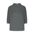 thumbnail image 5 of Timegard 3/4 Sleeve Tops for Women Lapel Neck Solid Color Cute Shirts Fall Travel Casual Loose Tops, 5 of 5