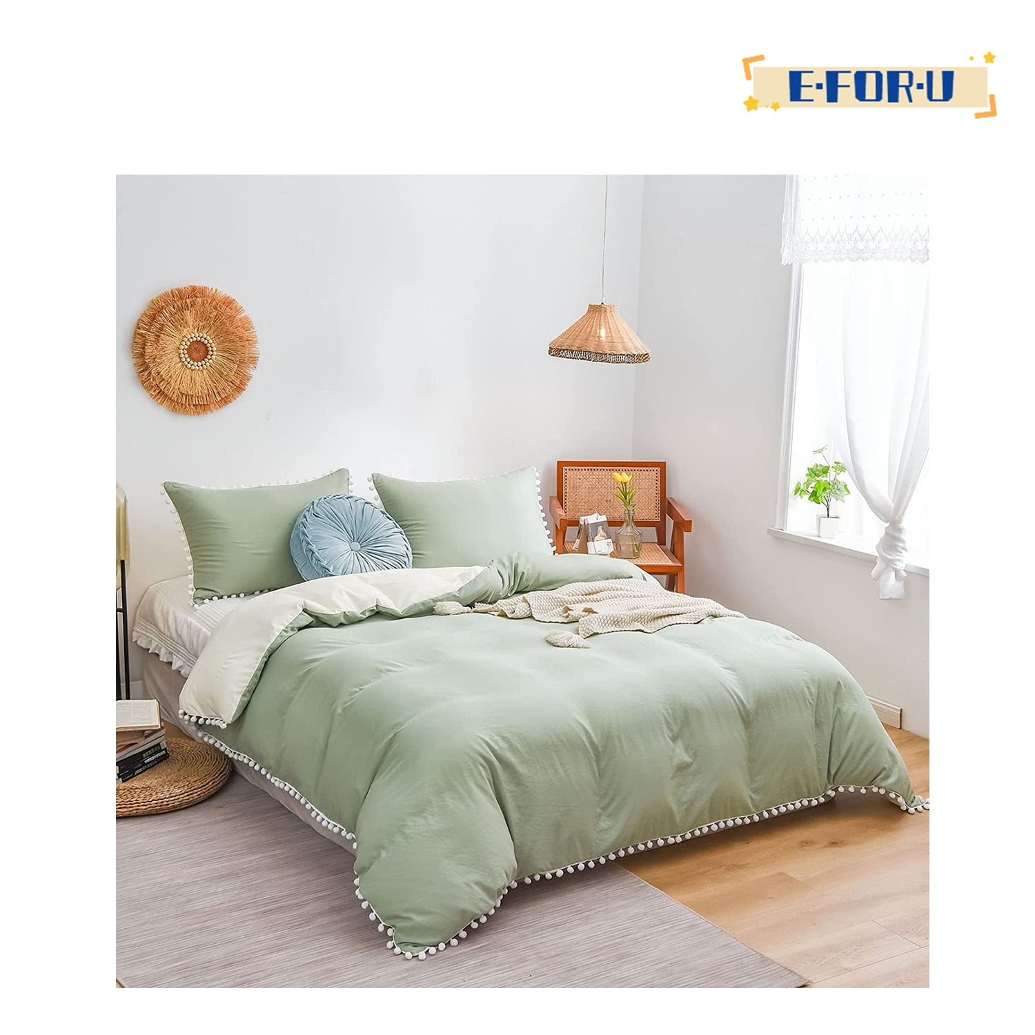 Twin Size Duvet Cover Sets for Girls Boys Pom Pom Bedding Set