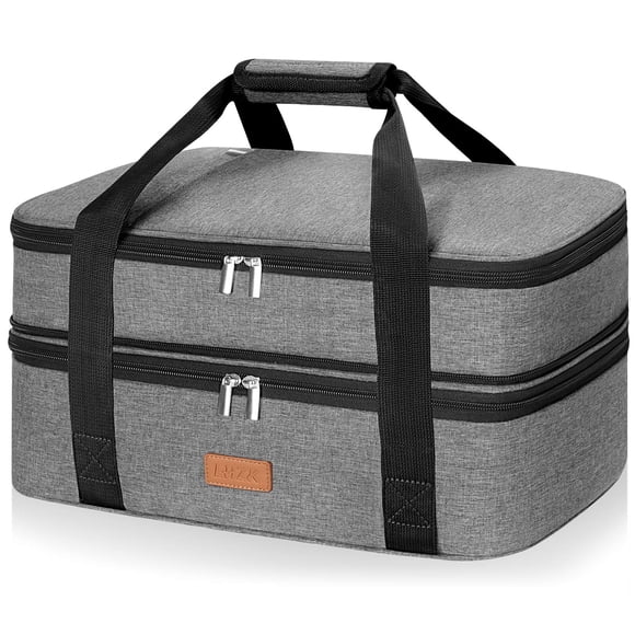 Bolsa de transporte LHZK con aislamiento, expandible, de dos pisos, gris