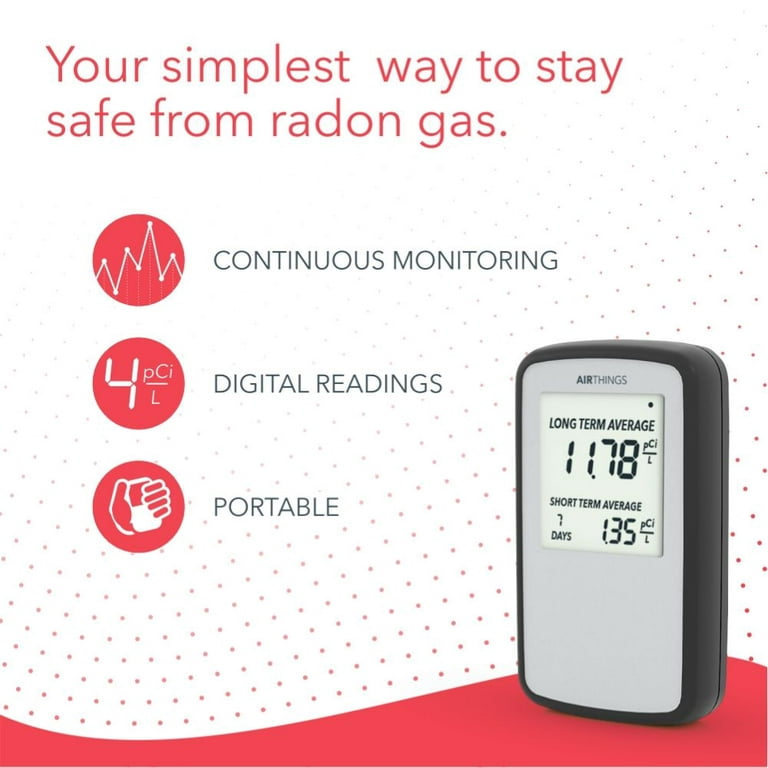 Airthings Corentium Home Radon Detector 223 Portable, Lightweight,  Easy-to-Use, (3) AAA Battery Operated, USA Version, pCi/L: :  Tools & Home Improvement