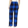 thumbnail image 3 of Haiem Buffalo Plaid Blue Black Women's Pajama Pants Ultra Lightweight Pjs Bottoms Sleepwear Bottom Pants With Pocket Drawstring-Medium, 3 of 9