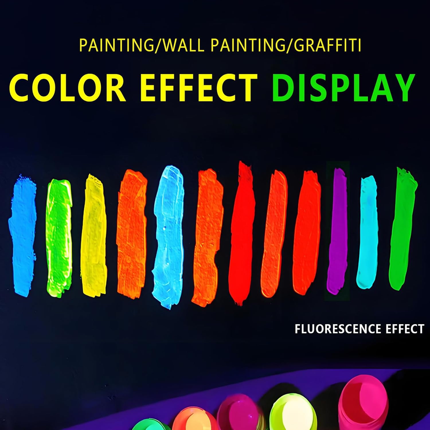 GOODTAKE Acrylic Glow in The Dark Paint, 12 Bright Colours Liquid Fluorescent Paints, Neon Paints Glow in Dark for Painting, Halloween Decoration, DIY Crafts, Black Light Paint 25 ml Each with Brushe