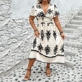 thumbnail image 2 of Vestido de Verano de Manga Corta para Mujeres Moda Sexy Tamaño Grande Impresión Plegado Cuello en V, Playa Casual Y Vestido de Fiesta, 2 of 6