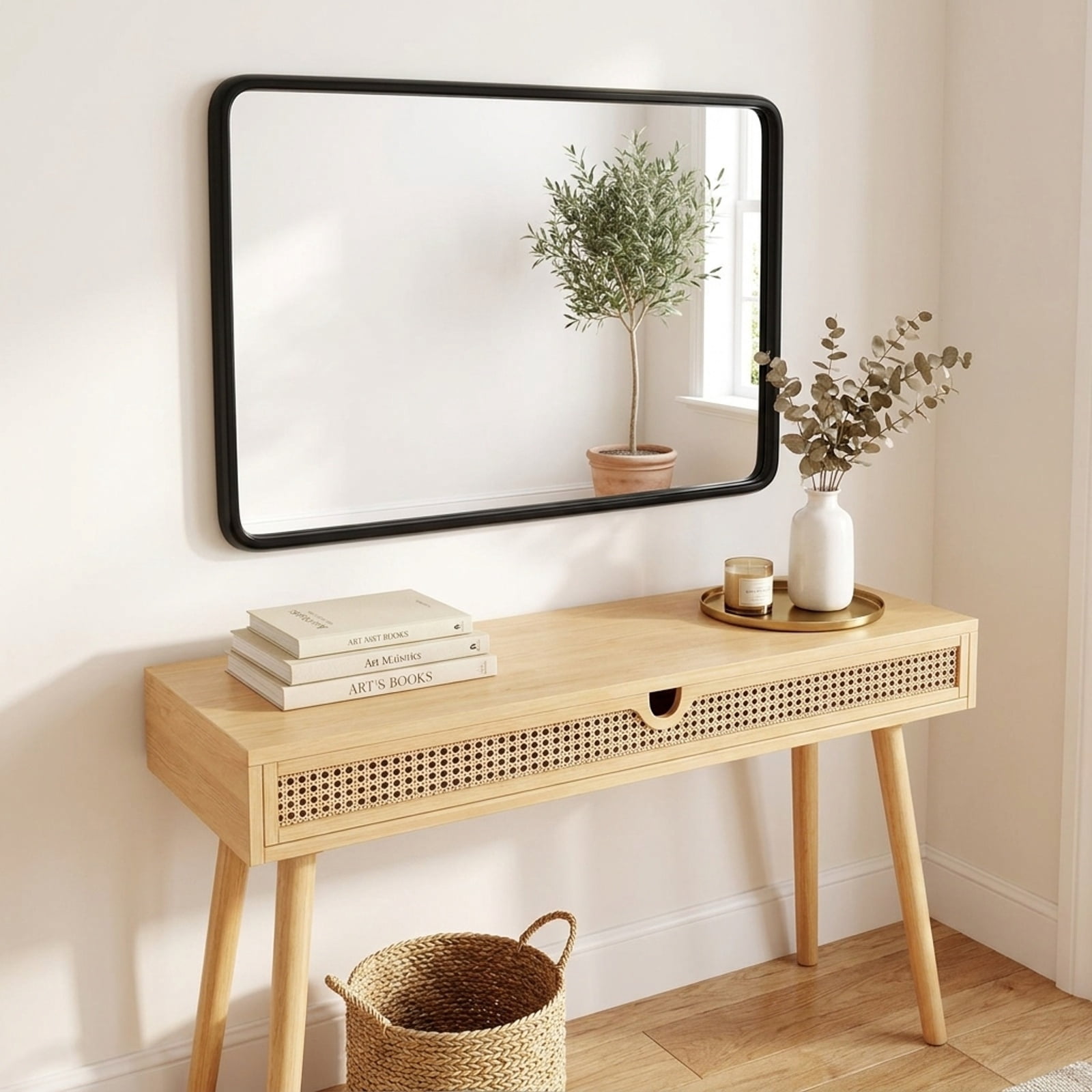 Vebreda Bathroom Wall Mirror, Rectangular Wall Mount Bathroom Mirror with Solid Steel Frame, Premium Glass for Clear reflection