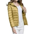 thumbnail image 4 of hoksml Women's Hooded Lightweight Quilted Puffer Jacket Winter Solid Color Long Sleeved Casual Zipper Coat with Pocket, 4 of 8